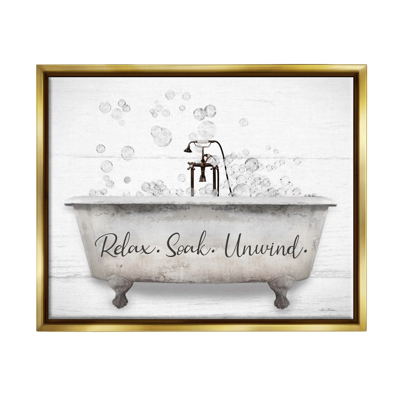 Stupell Industries Relax Soak Unwind Bathtub Framed Floater Canvas Wall Art